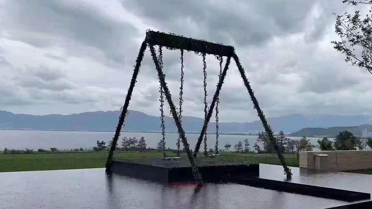 瀑布水幕秋千水幕秋千网红秋千